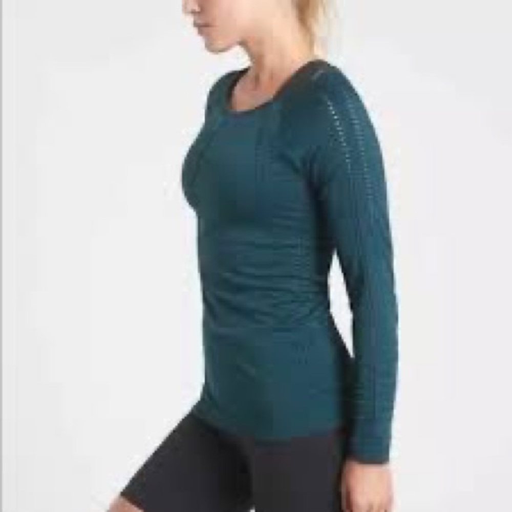 Athleta Foothill Long Sleeve Shirt Dark Teal Blue L
